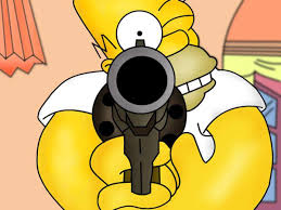 Homer pointing a gun
